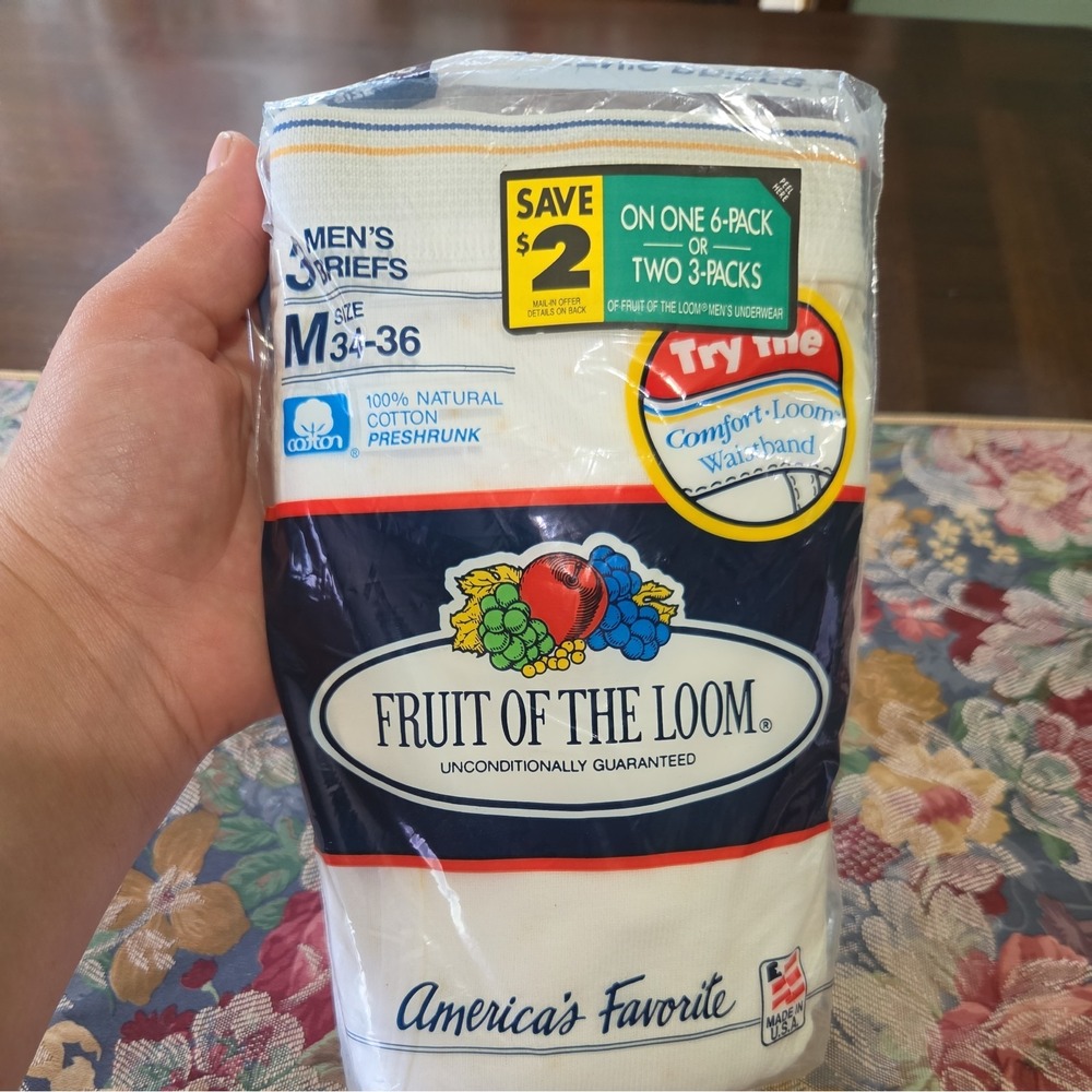 Fruit Of The Loom Briefs Mens L 34-36 NOS 3-Pack Vintage 80s 1989 Made In USA